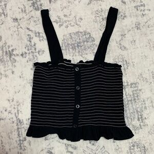 Pacsun Black and White Smocked Cropped Tank Top XS
